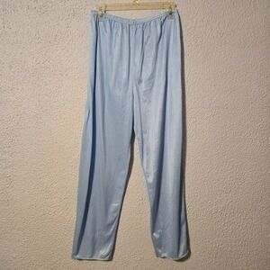 Vintage Carol Wright Womens Light Blue Silky Pajama Slip Pants Size L Loungewear